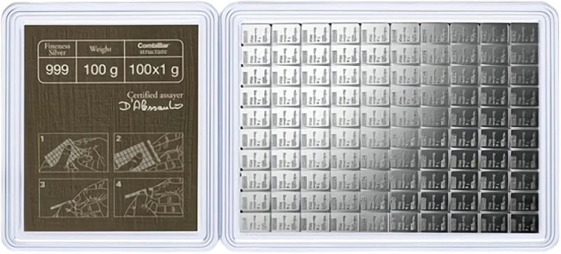 100 x 1g Silber CombiCoin Münztafel