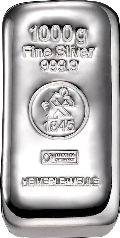 1 kg Silberbarren Heimerle und Meule (gegossen)
