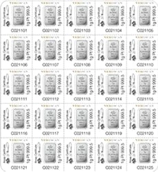 25 x 1g Platinbarren PAMP Fortuna Multigram
