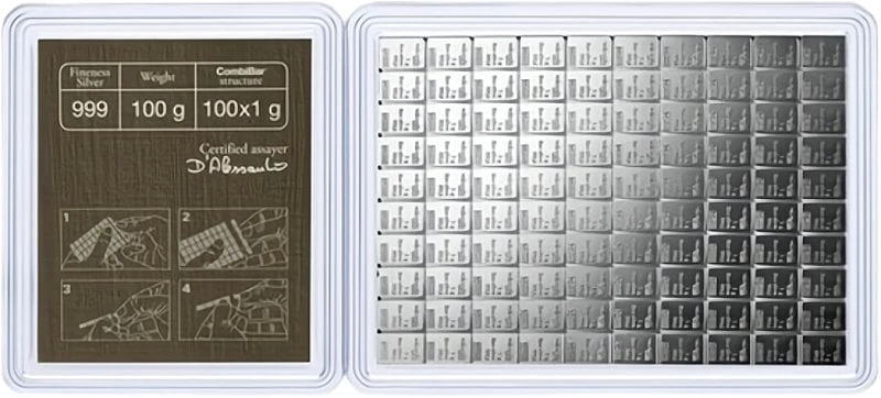 100 x 1g Silber CombiCoin Münztafel