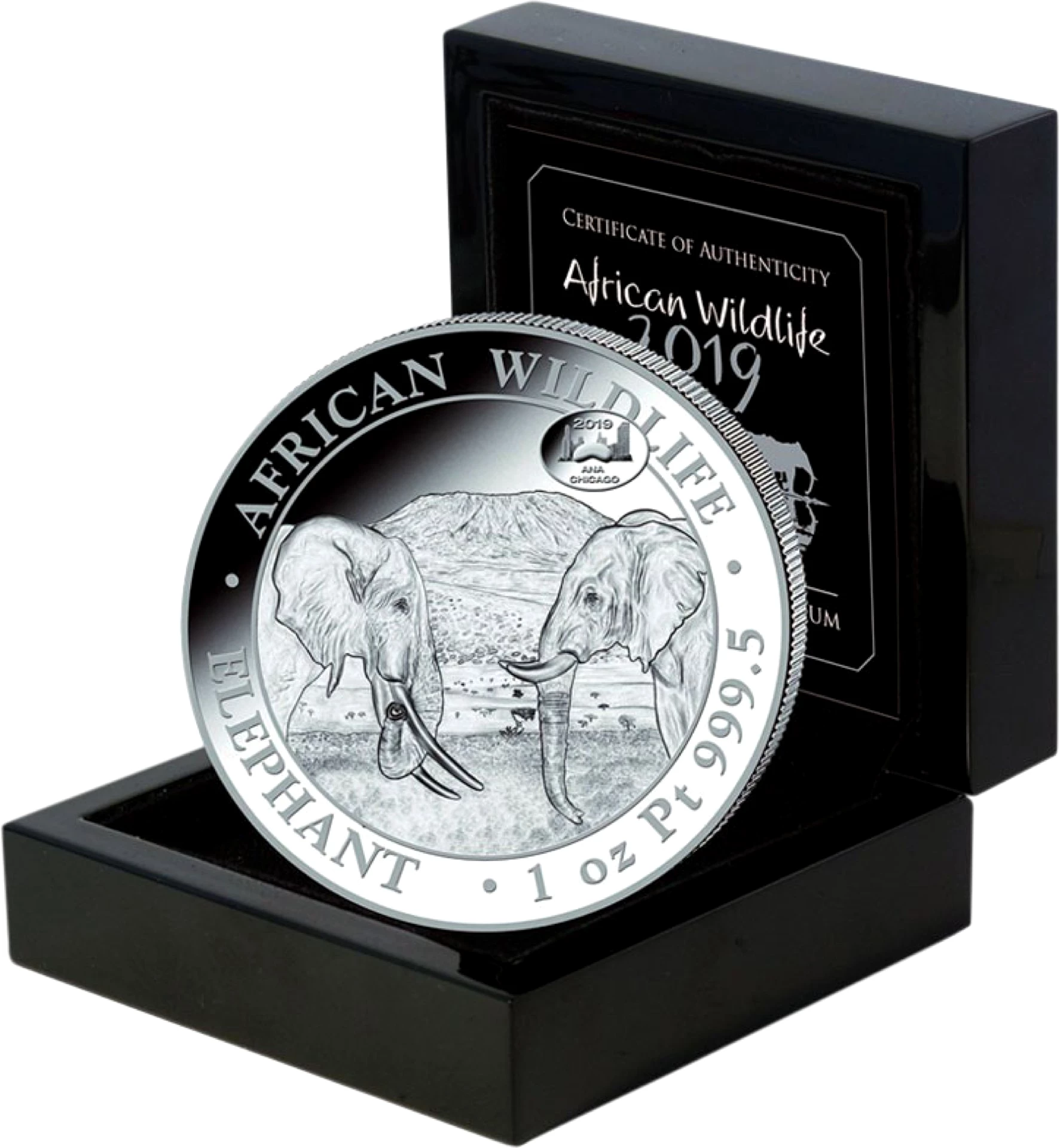 1 Unze Platin Somalia Elefant 2020 Motiv (PM: ANA | Auflage: 25 | Jahrgang 2019)