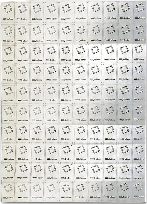 100 x 1g Silber Tafelbarren Combibarren