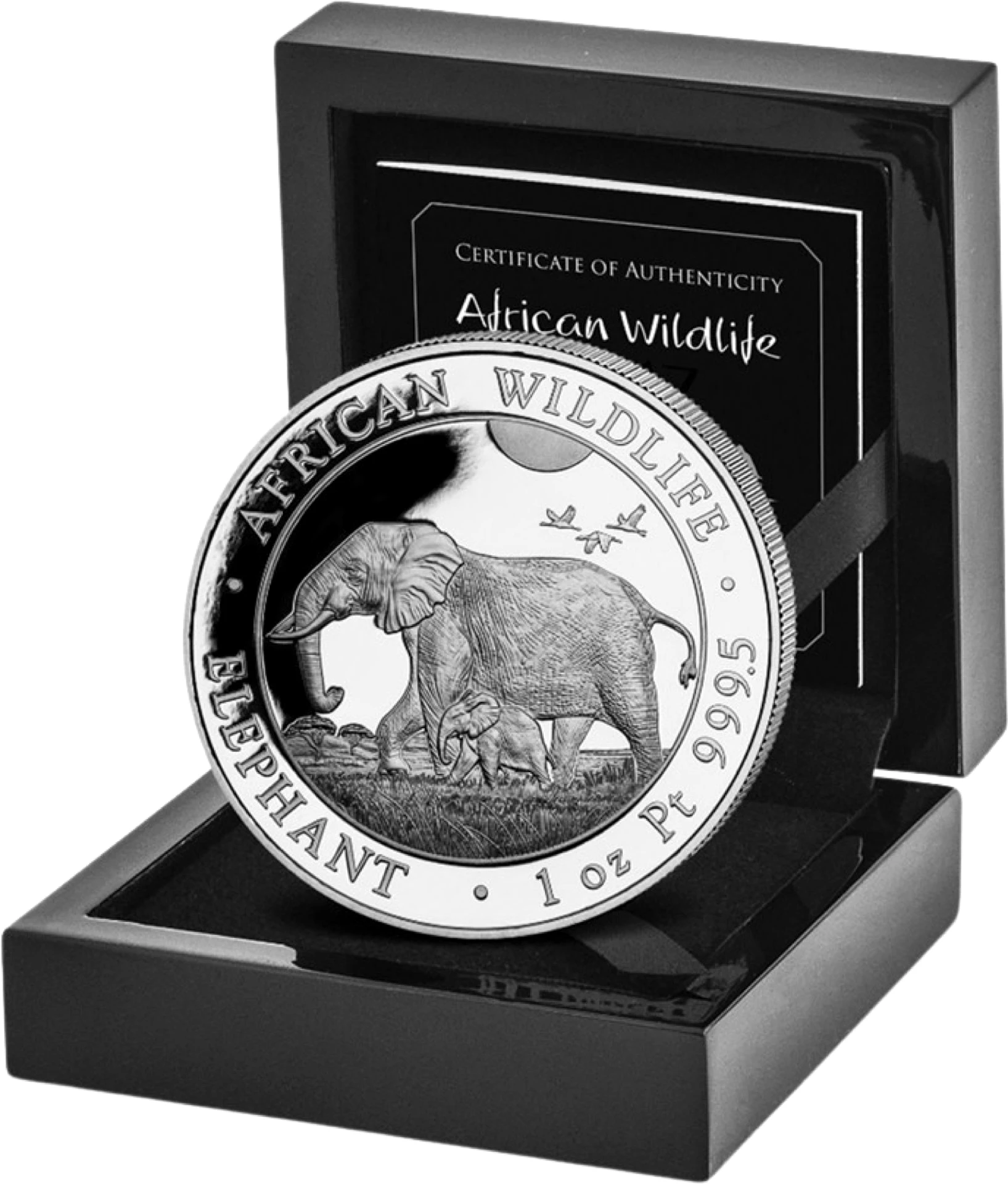 1 Unze Platin Somalia Elefant 2022 PP (Auflage: 30 | Polierte Platte)