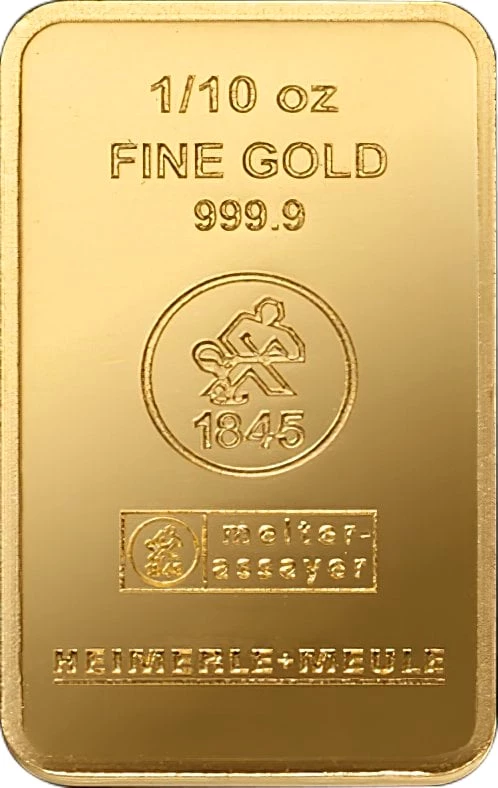 10 x 1/10 Unze Goldbarren Heimerle und Meule Sammlerbox