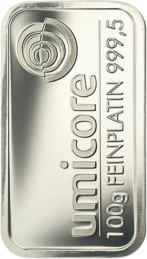 100g Platinbarren Umicore, Heraeus, Degussa