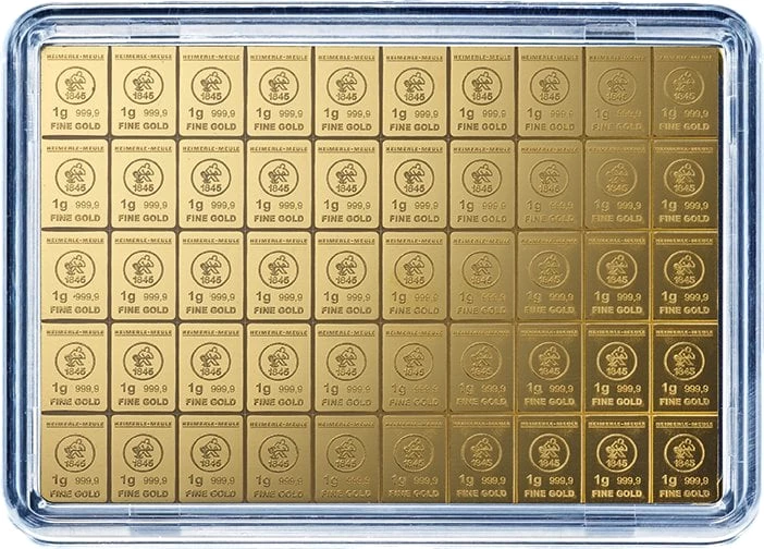 50 x 1g Gold Tafelbarren Combibar (Made in Germany)
