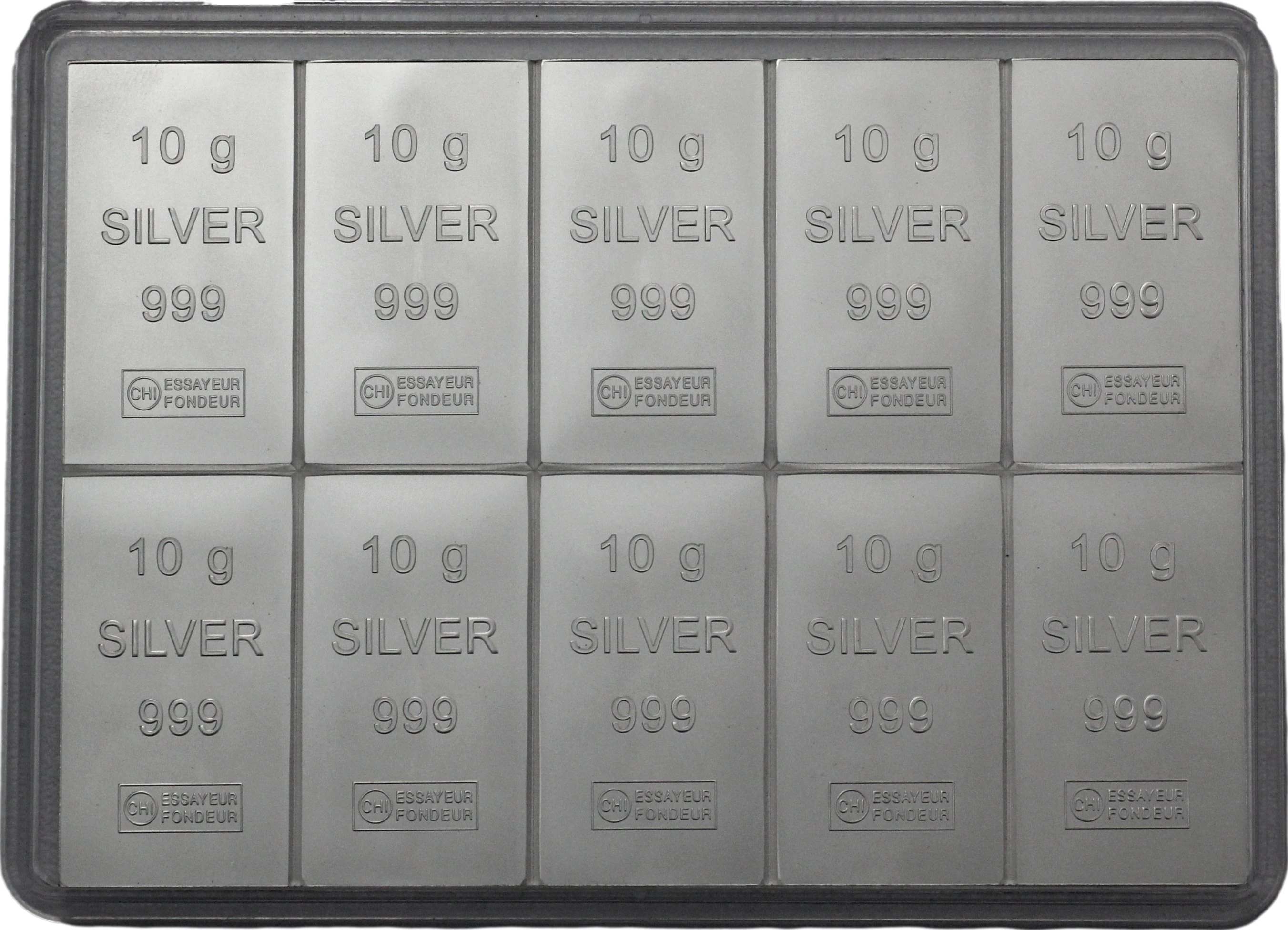 10 x 10g Silber Tafelbarren Combibarren