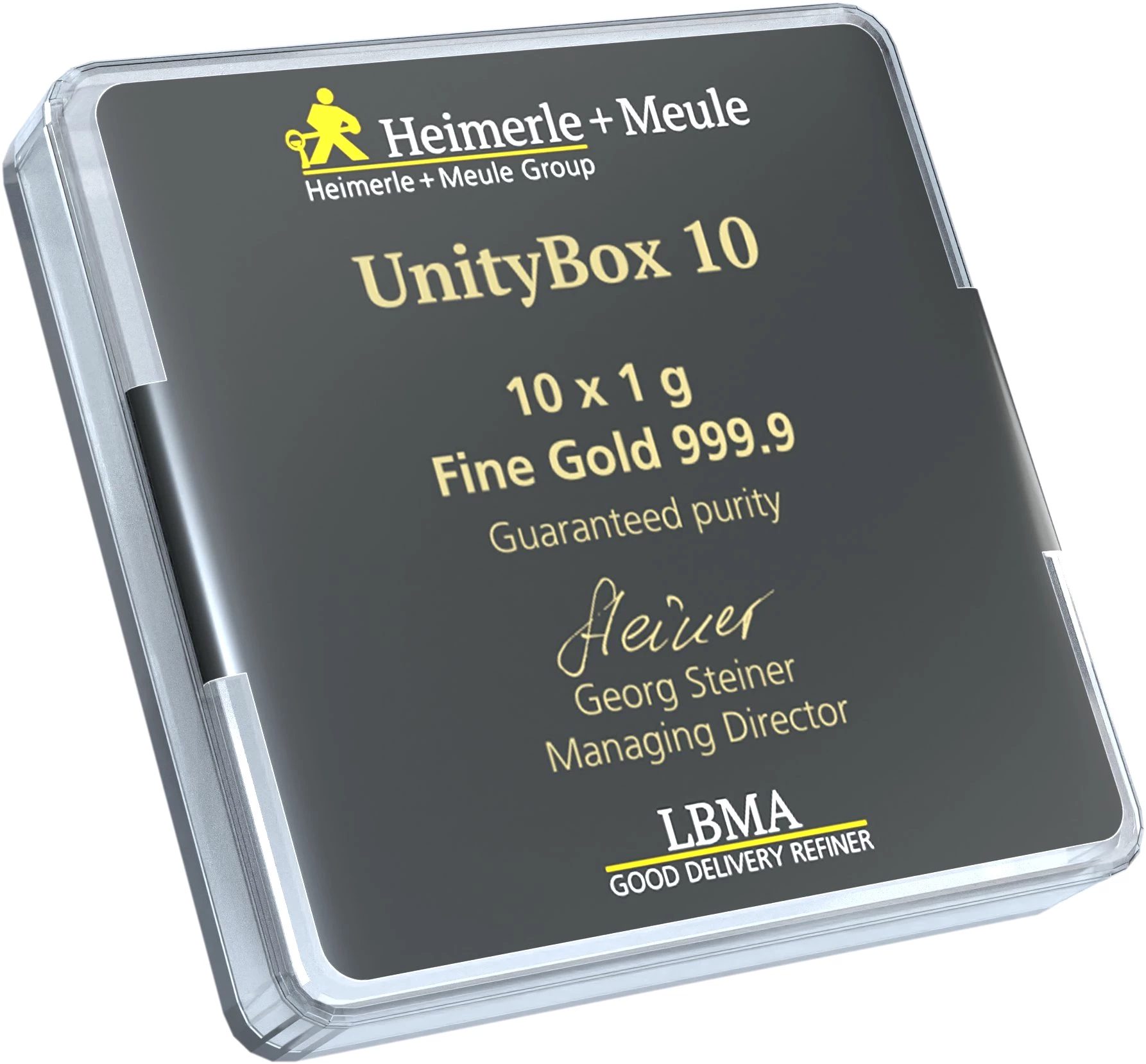 10 x 1g Goldbarren Heimerle und Meule UnityBar