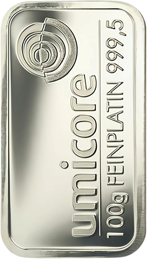 100g Platinbarren Umicore, Heraeus, Degussa