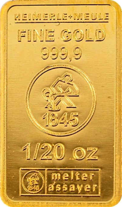 10 x 1/20 Unze Goldbarren Heimerle und Meule Sammlerbox