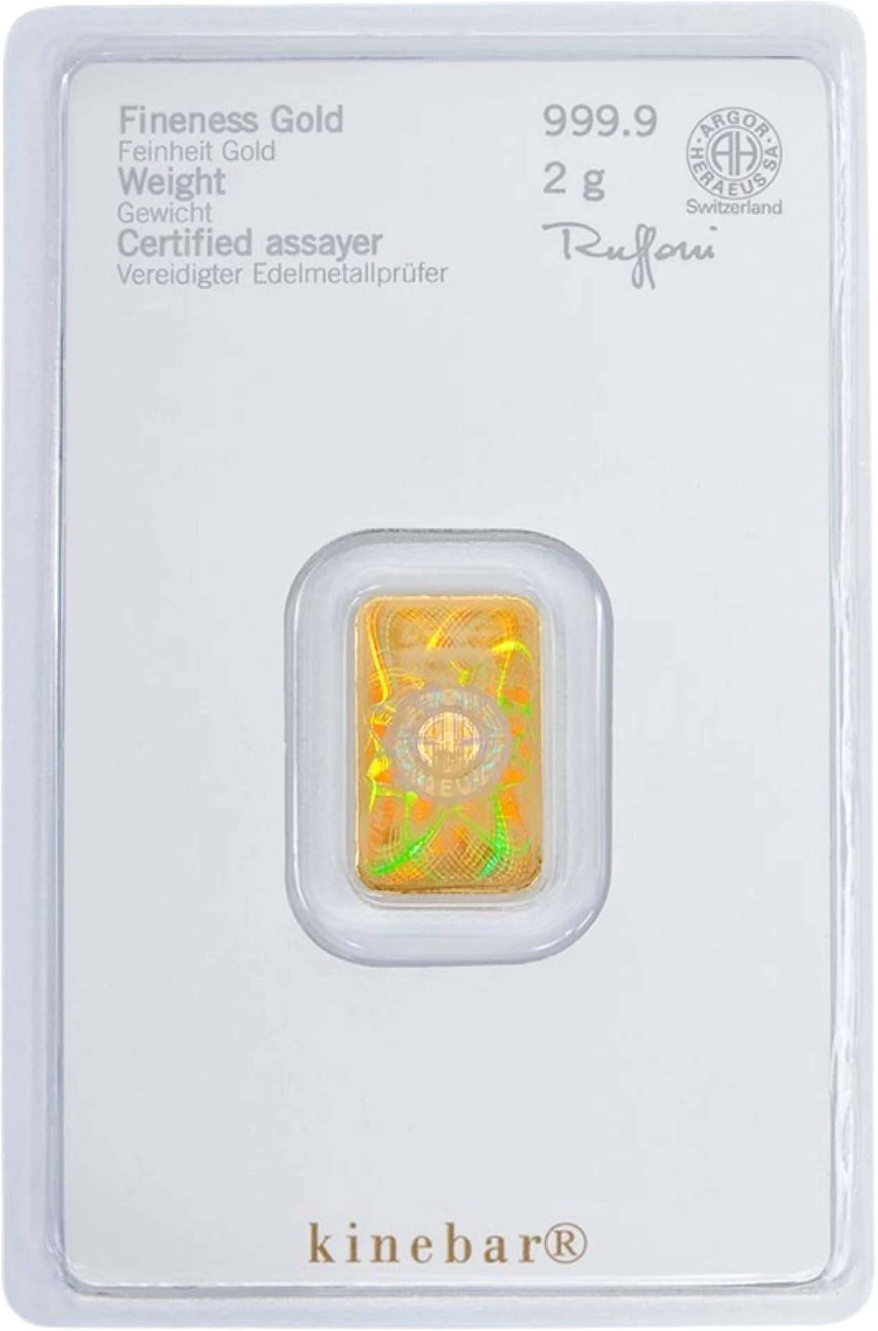 2g Kinebar® Goldbarren Heraeus